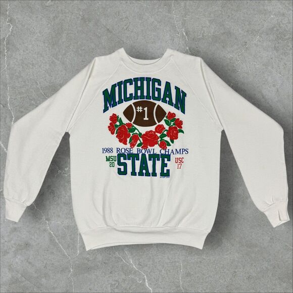 Vintage 1988 Michigan State Rose Bowl Champs Crewneck Sweatshirt - Large - Picture 1 of 8